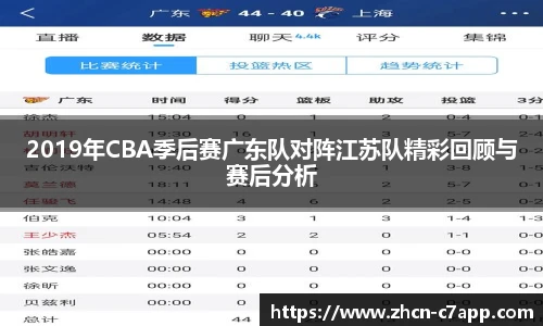 2019年CBA季后赛广东队对阵江苏队精彩回顾与赛后分析